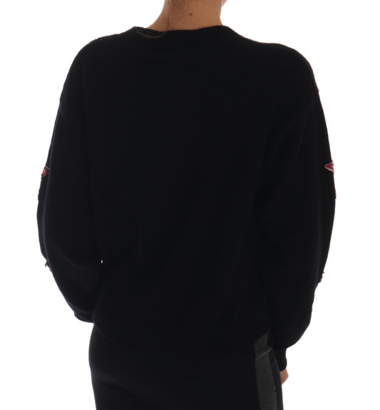 Jersey de cachemira negro con cristales «Cuento de hadas» de Dolce & Gabbana