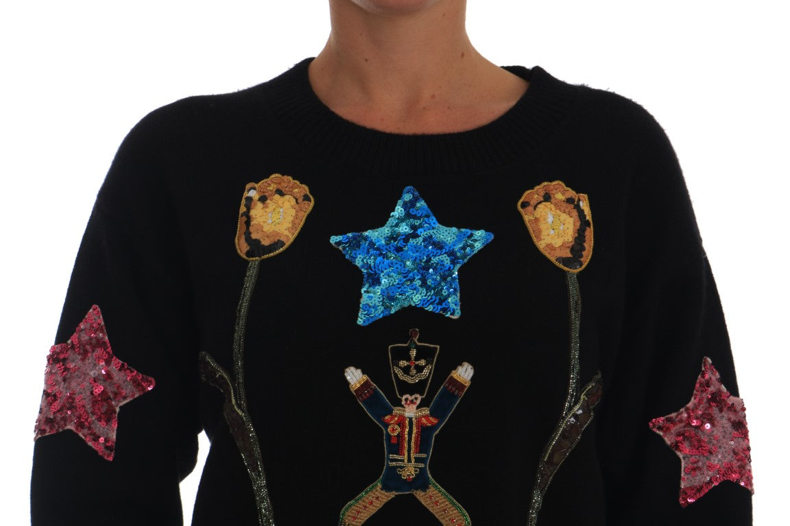 Jersey de cachemira negro con cristales «Cuento de hadas» de Dolce & Gabbana