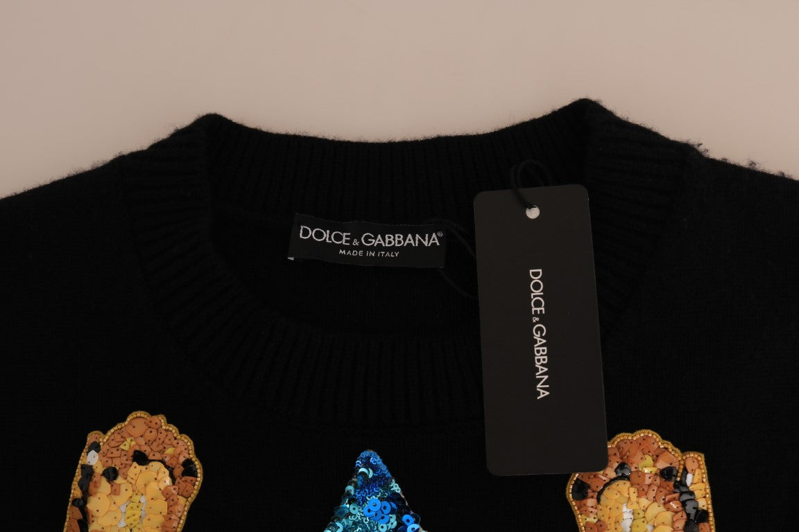 Jersey de cachemira negro con cristales «Cuento de hadas» de Dolce & Gabbana