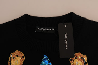Jersey de cachemira negro con cristales «Cuento de hadas» de Dolce & Gabbana
