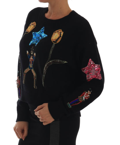 Jersey de cachemira negro con cristales «Cuento de hadas» de Dolce & Gabbana