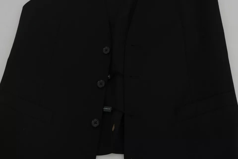 Chaleco Dolce & Gabbana de Lana Negra con Logotipo en la Cintura