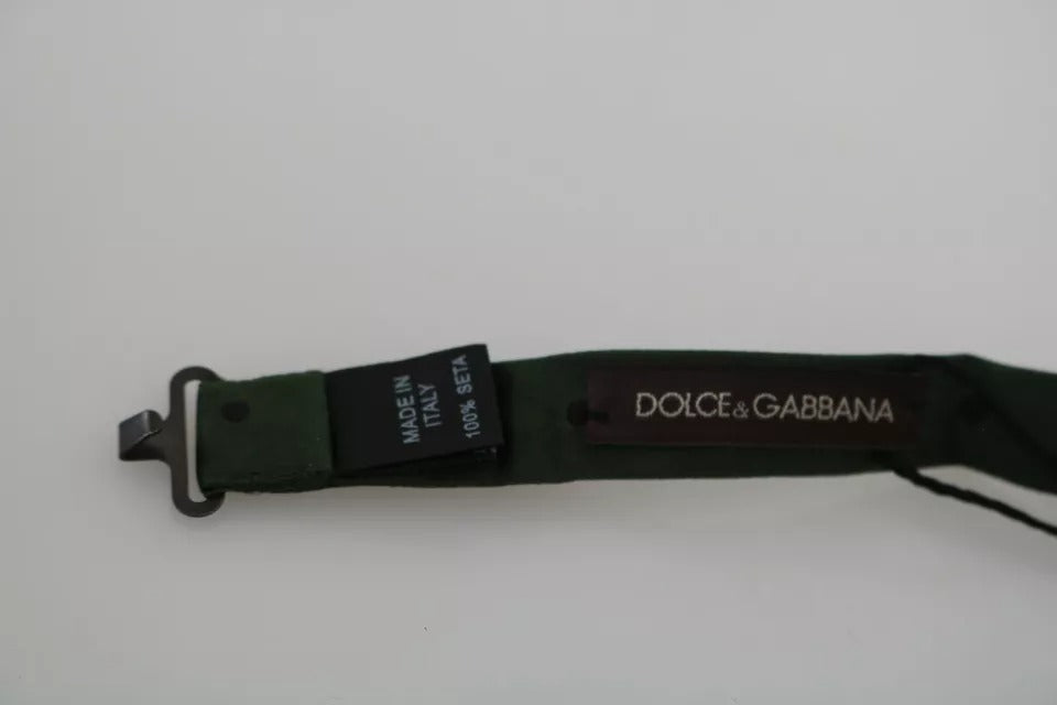 Pajarita de seda verde con lunares y ajustable Dolce & Gabbana