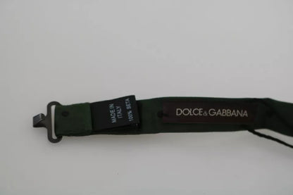 Pajarita de seda verde con lunares y ajustable Dolce & Gabbana