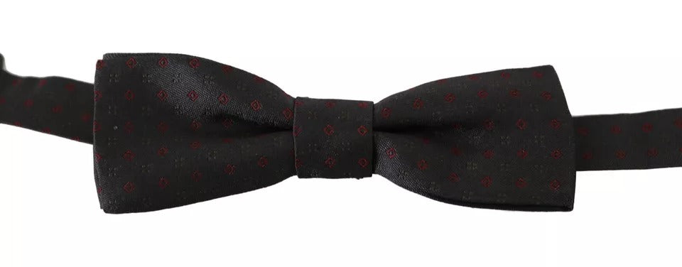 Pajarita ajustable de seda gris de Dolce & Gabbana con puntos