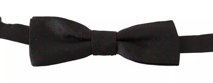 Pajarita ajustable de seda gris de Dolce & Gabbana con puntos