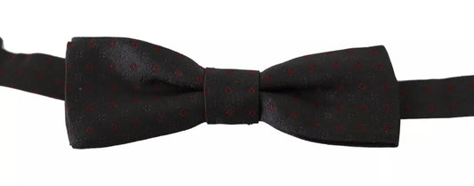 Pajarita ajustable de seda gris de Dolce & Gabbana con puntos