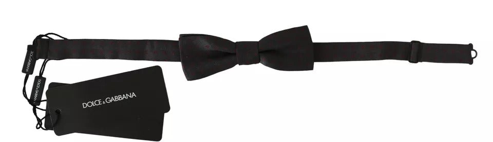 Pajarita ajustable de seda gris de Dolce & Gabbana con puntos