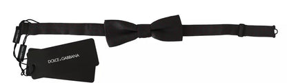 Pajarita ajustable de seda gris de Dolce & Gabbana con puntos