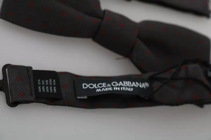 Pajarita ajustable de seda gris de Dolce & Gabbana con puntos