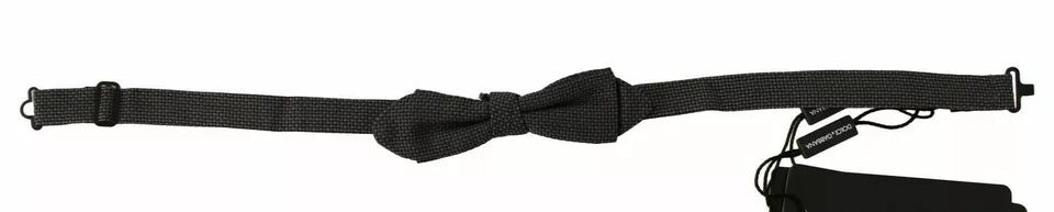 Pajarita de lazo ajustable de seda con estampado gris Dolce & Gabbana