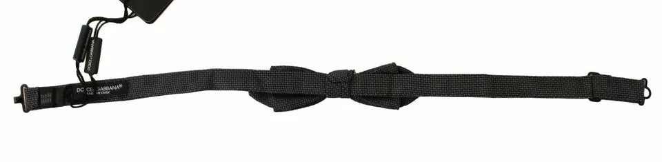 Pajarita de lazo ajustable de seda con estampado gris Dolce & Gabbana