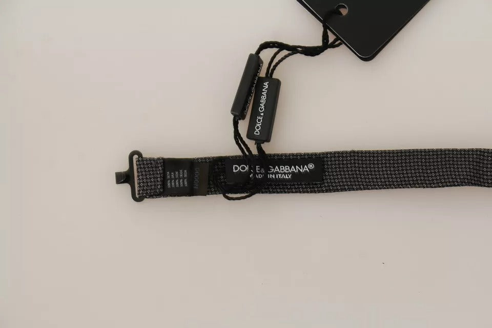 Pajarita de lazo ajustable de seda con estampado gris Dolce & Gabbana