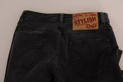 Dolce & Gabbana Jeans de algodón negros corte slim D&G