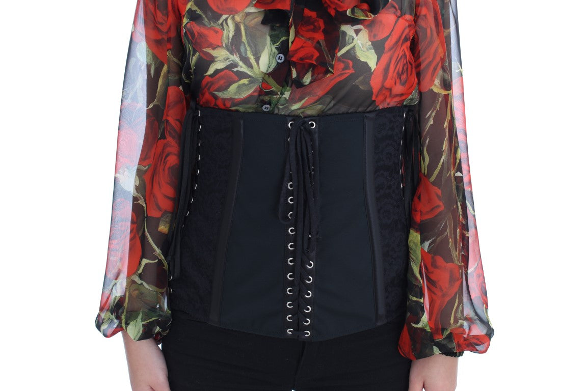Cinturón Dolce & Gabbana negro elástico con corsé y correa a la cintura