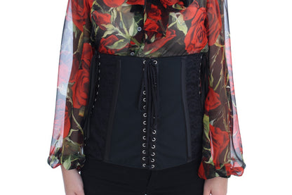 Cinturón Dolce & Gabbana negro elástico con corsé y correa a la cintura