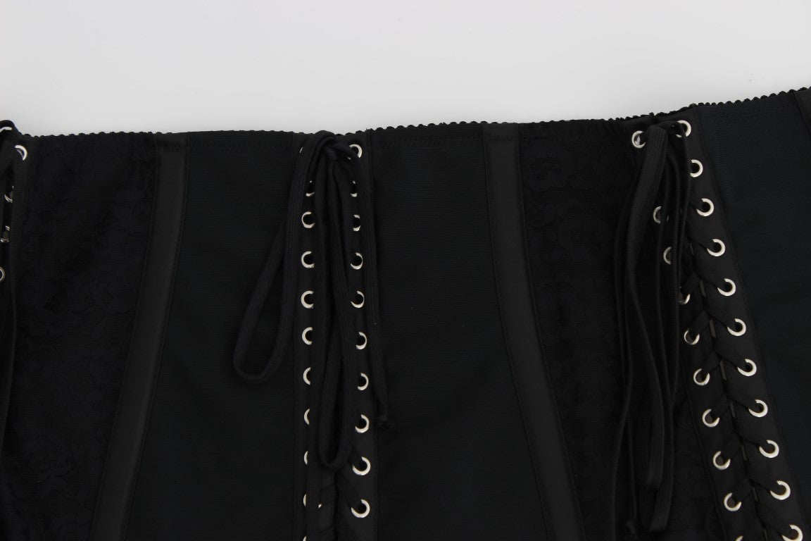 Cinturón Dolce & Gabbana negro elástico con corsé y correa a la cintura