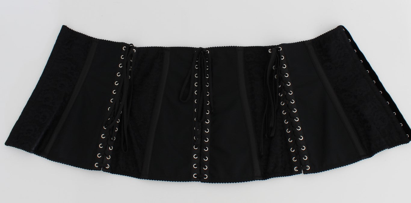 Cinturón Dolce & Gabbana negro elástico con corsé y correa a la cintura