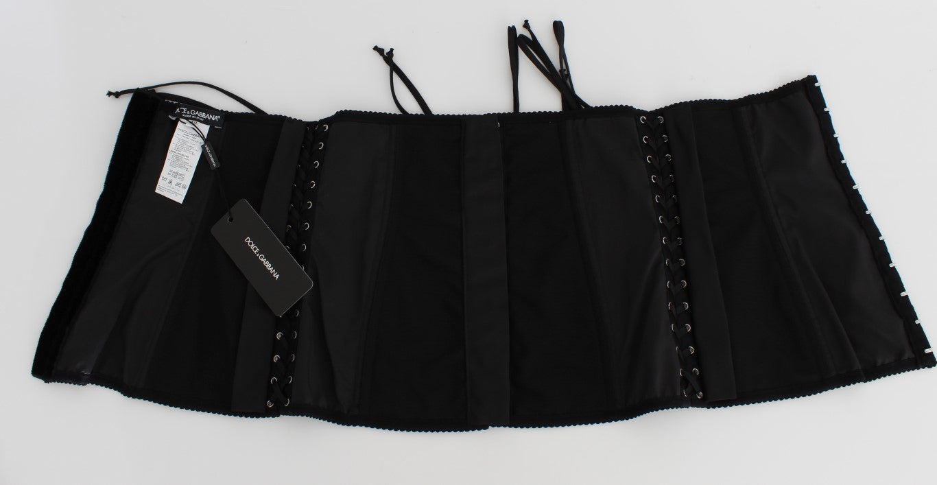 Cinturón Dolce & Gabbana negro elástico con corsé y correa a la cintura