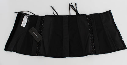 Cinturón Dolce & Gabbana negro elástico con corsé y correa a la cintura