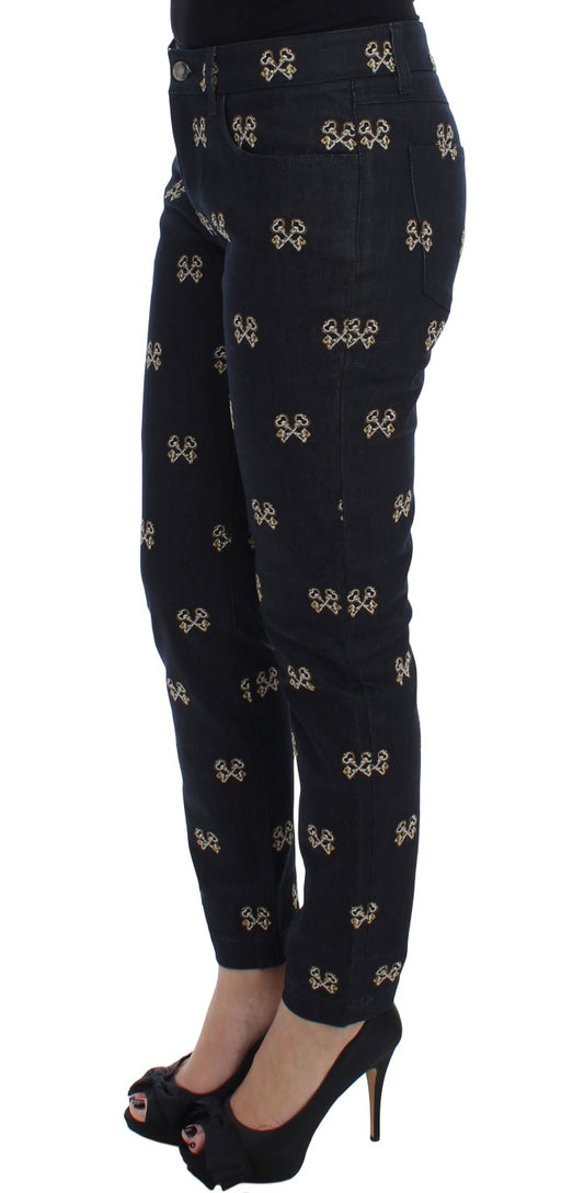 Jeans KATE pitillo bordados con llave azules de Dolce & Gabbana