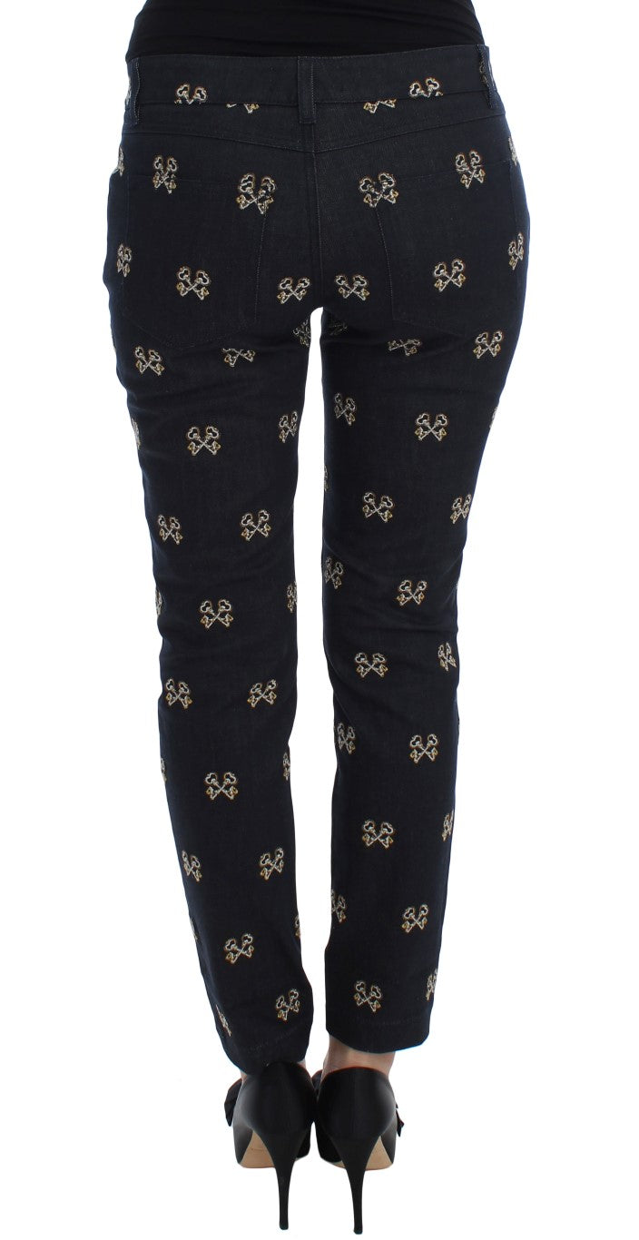 Jeans KATE pitillo bordados con llave azules de Dolce & Gabbana