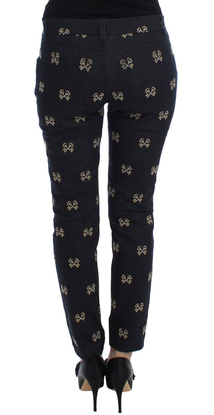 Jeans KATE pitillo bordados con llave azules de Dolce & Gabbana