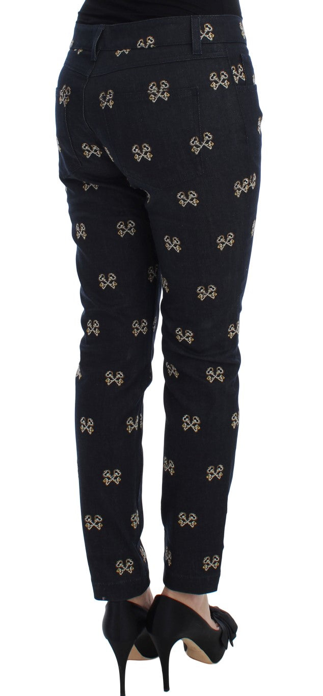 Jeans KATE pitillo bordados con llave azules de Dolce & Gabbana