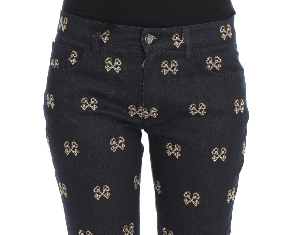 Jeans KATE pitillo bordados con llave azules de Dolce & Gabbana