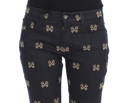Jeans KATE pitillo bordados con llave azules de Dolce & Gabbana