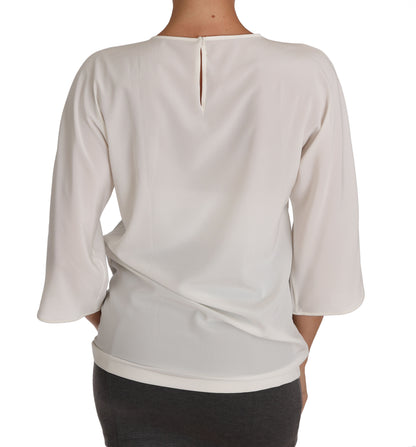 Camiseta de seda blanca con cristales #dgfamily de Dolce & Gabbana