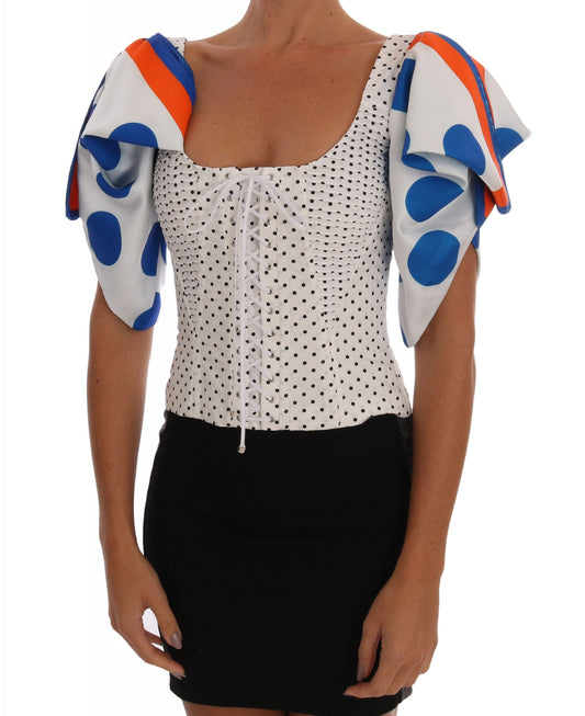 Top corsé de seda blanco con lunares Dolce & Gabbana
