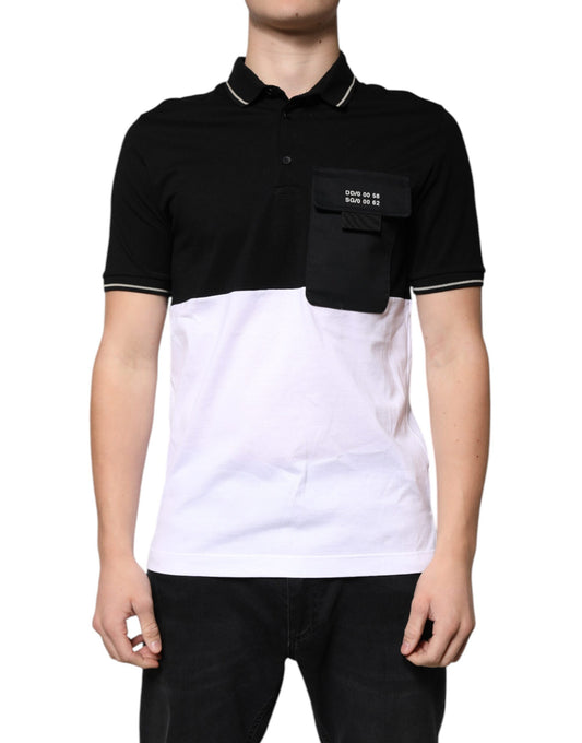 Polo Dolce & Gabbana de algodón blanco y negro con manga corta