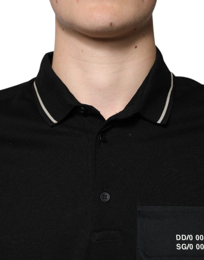 Polo Dolce & Gabbana de algodón blanco y negro con manga corta