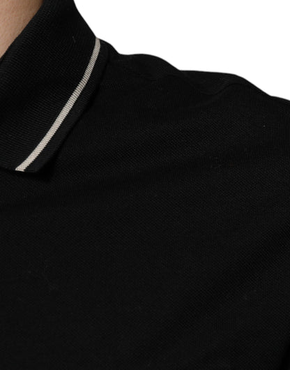 Polo Dolce & Gabbana de algodón blanco y negro con manga corta