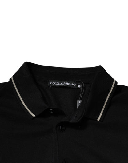 Polo Dolce & Gabbana de algodón blanco y negro con manga corta