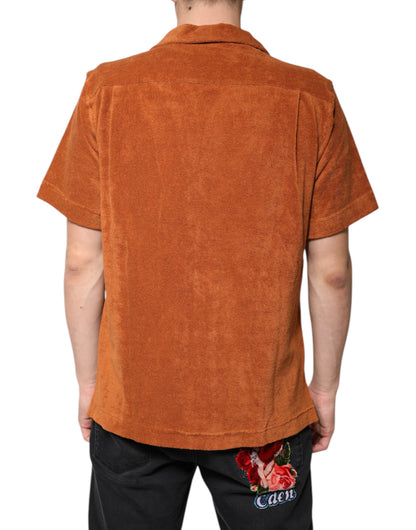 Camisa con cuello abotonado de terciopelo de algodón Dolce & Gabbana Hazel