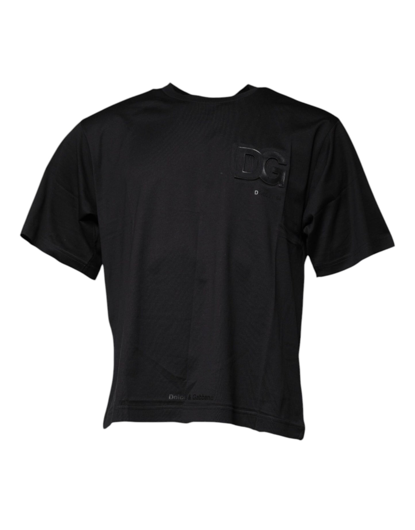 Camiseta Dolce & Gabbana de algodón negro con cuello redondo y estampado del logo DG