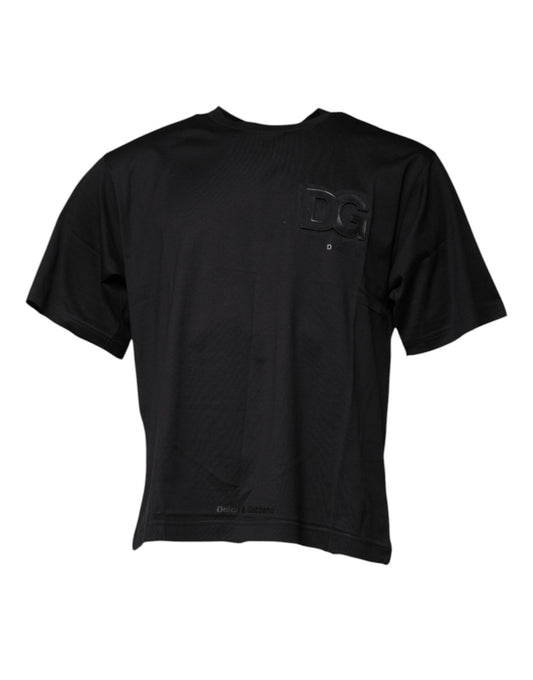 Camiseta Dolce & Gabbana de algodón negro con cuello redondo y estampado del logo DG