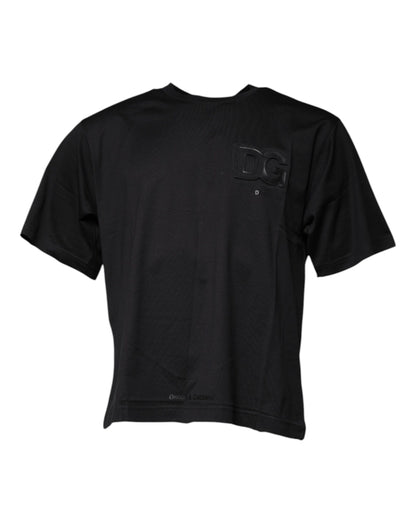 Camiseta Dolce & Gabbana de algodón negro con cuello redondo y estampado del logo DG