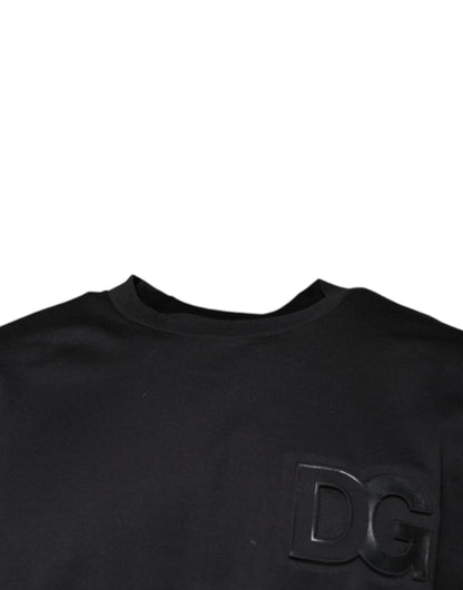 Camiseta Dolce & Gabbana de algodón negro con cuello redondo y estampado del logo DG