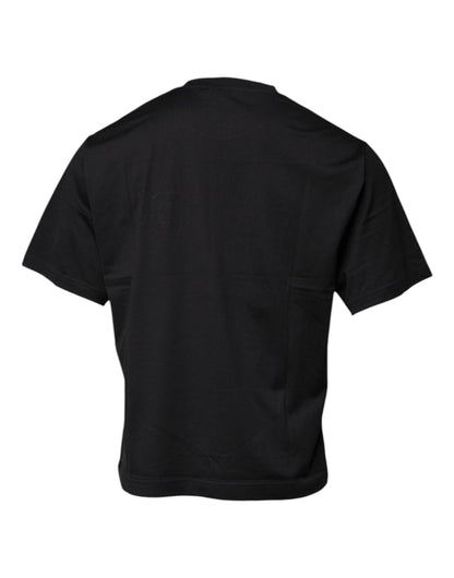 Camiseta Dolce & Gabbana de algodón negro con cuello redondo y estampado del logo DG