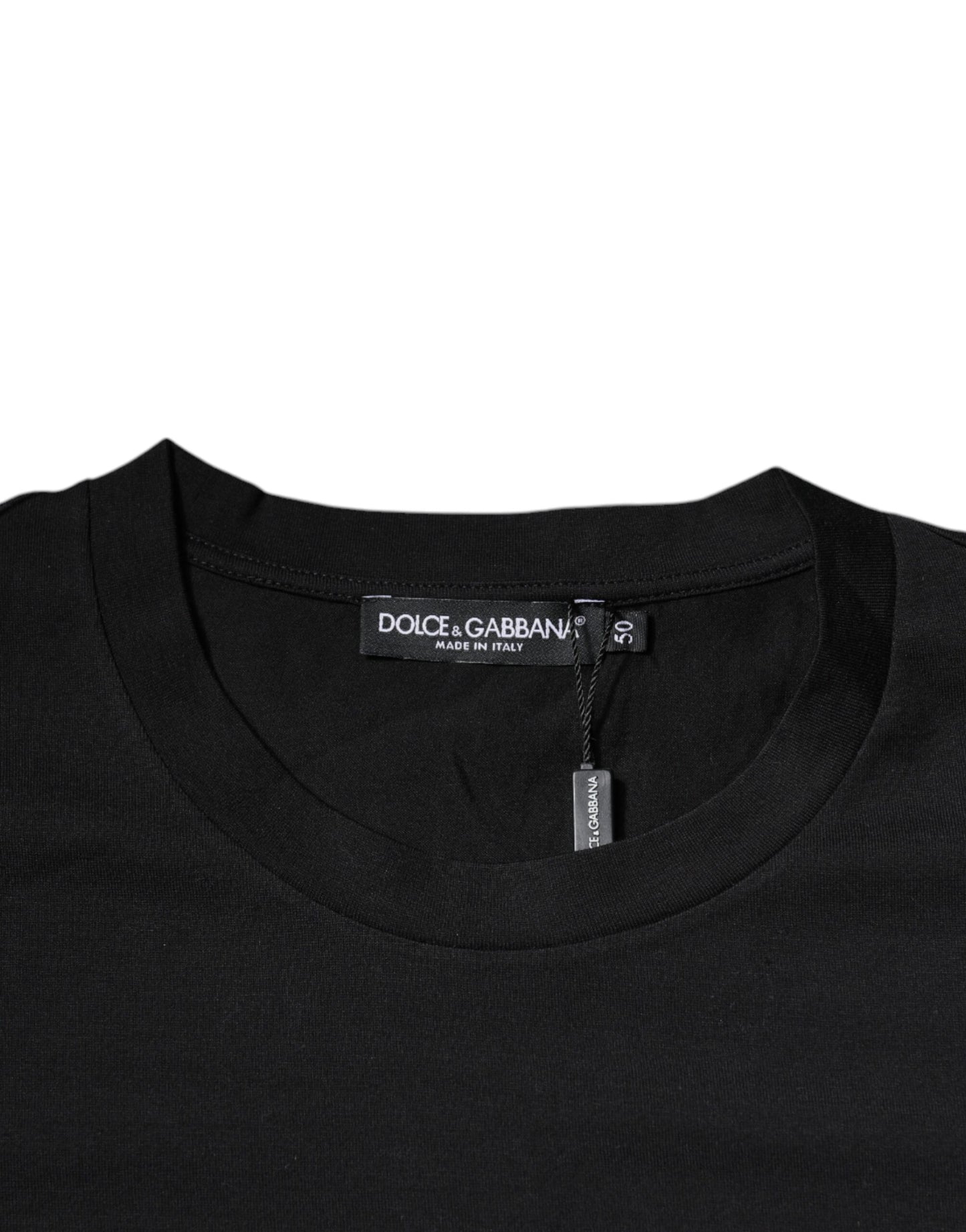 Camiseta Dolce & Gabbana de algodón negro con cuello redondo y estampado del logo DG