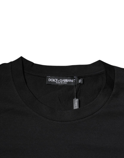 Camiseta Dolce & Gabbana de algodón negro con cuello redondo y estampado del logo DG