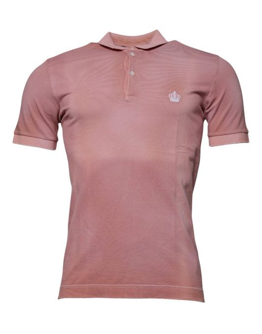 Polo de manga corta con cuello y corona rosa de Dolce & Gabbana