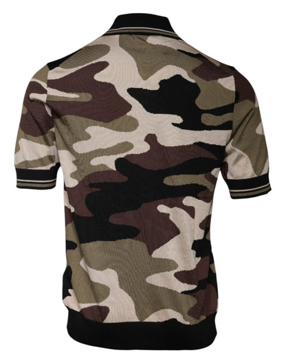 Polo de cuello con estampado de camuflaje multicolor de Dolce & Gabbana