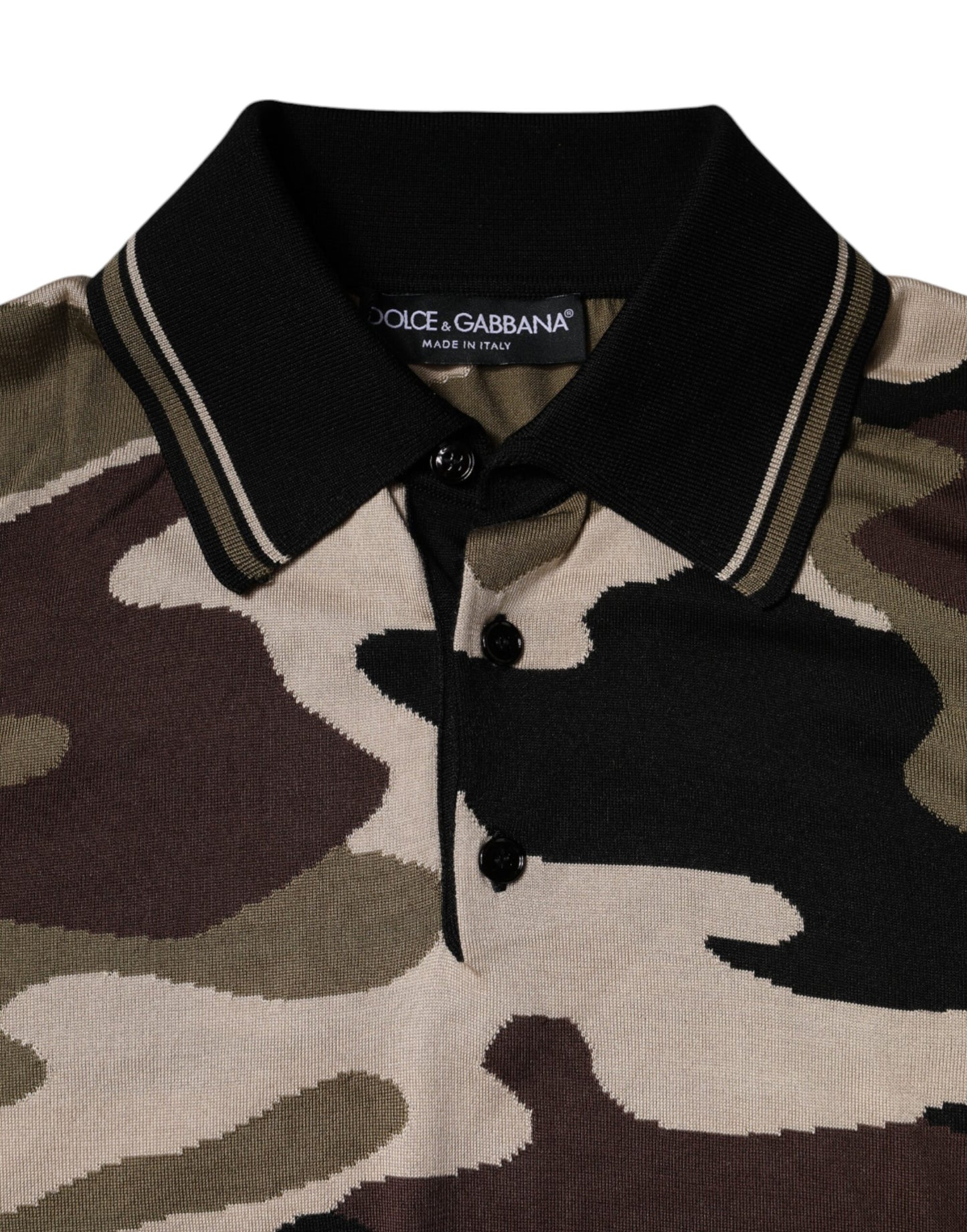 Polo de cuello con estampado de camuflaje multicolor de Dolce & Gabbana