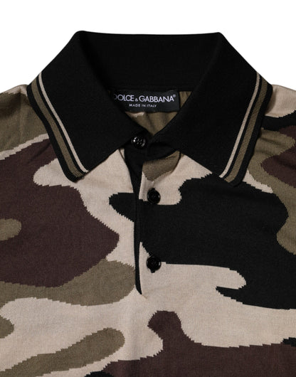 Polo de cuello con estampado de camuflaje multicolor de Dolce & Gabbana