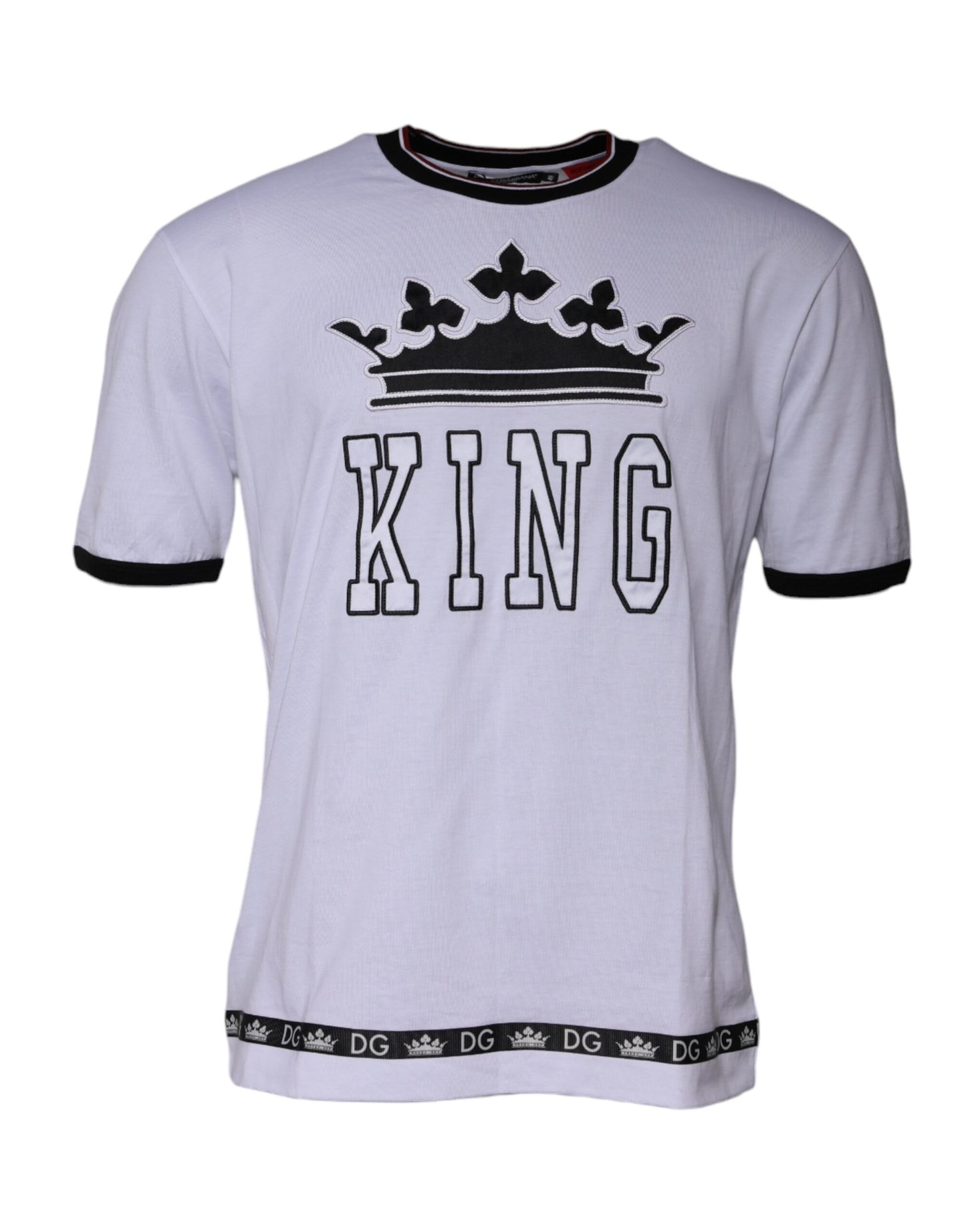 Camiseta de manga corta y cuello redondo de punto blanco de Dolce & Gabbana
