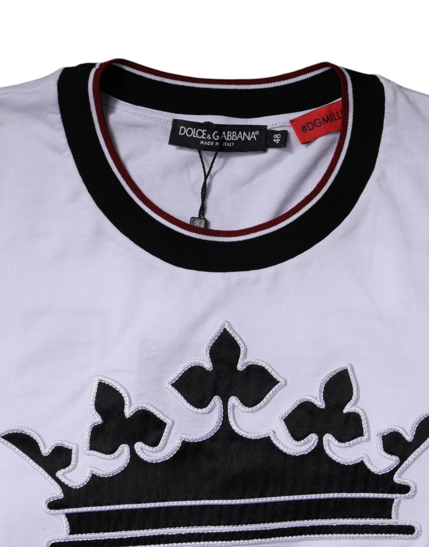 Camiseta de manga corta y cuello redondo de punto blanco de Dolce & Gabbana